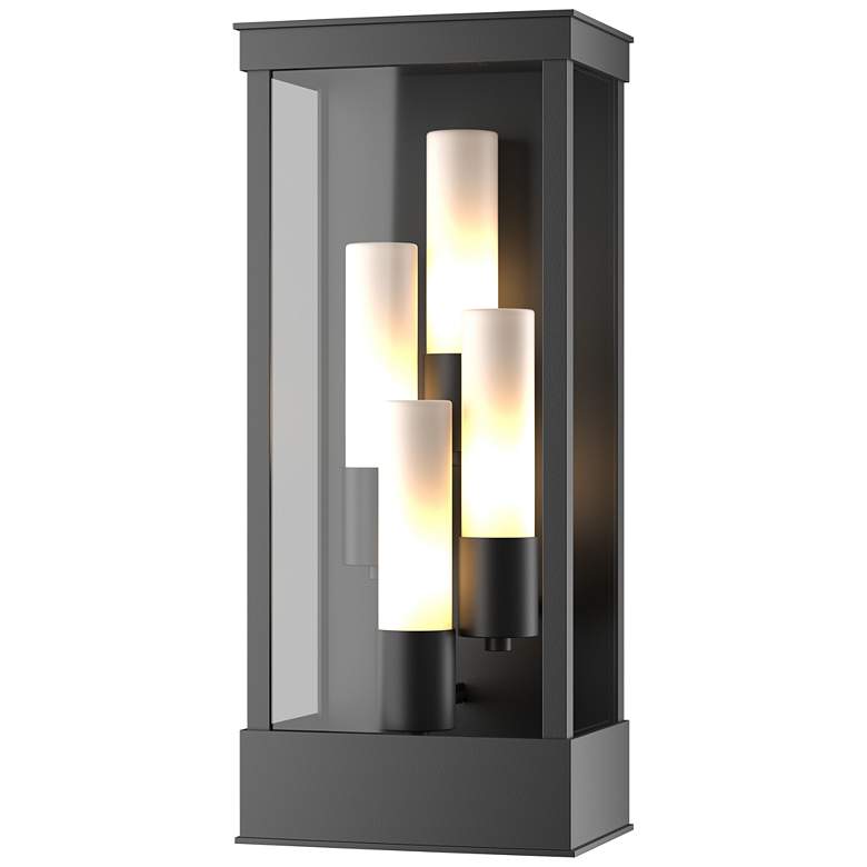 Image 1 Portico Large Outdoor Sconce - Black Finish - Opal Glass