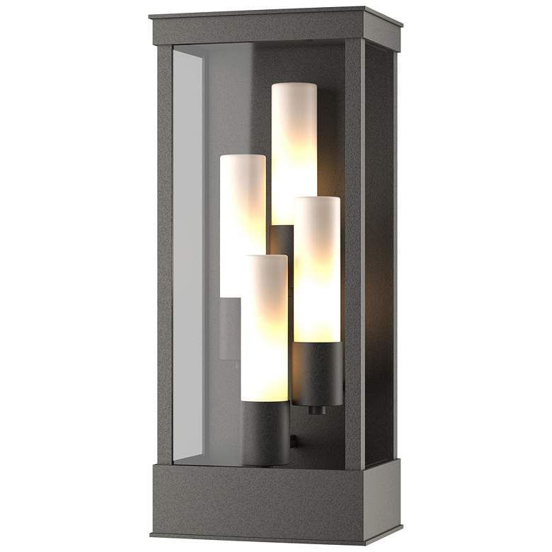 Image 1 Portico Large Outdoor Sconce - Iron Finish - Opal Glass