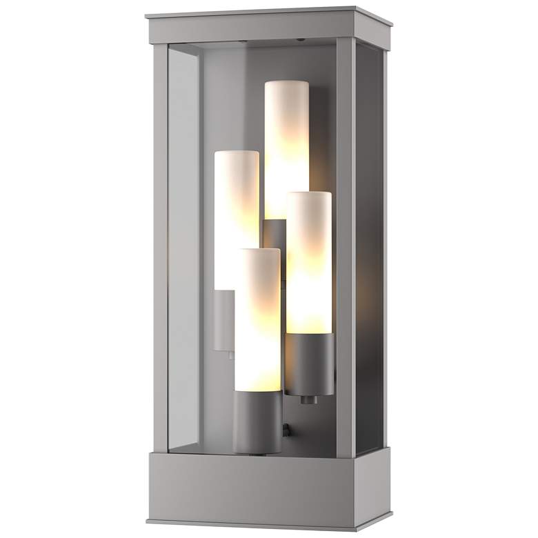 Image 1 Portico Large Outdoor Sconce - Steel Finish - Opal Glass