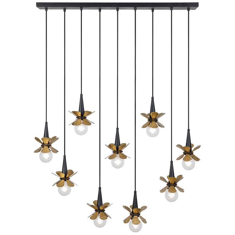 Image 1 Portinatx Chandelier in Satin Black with Hammered Gold by Breegan Jane