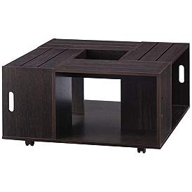 Image2 of Portins 31 1/2" Square Rustic Espresso Wood Coffee Table