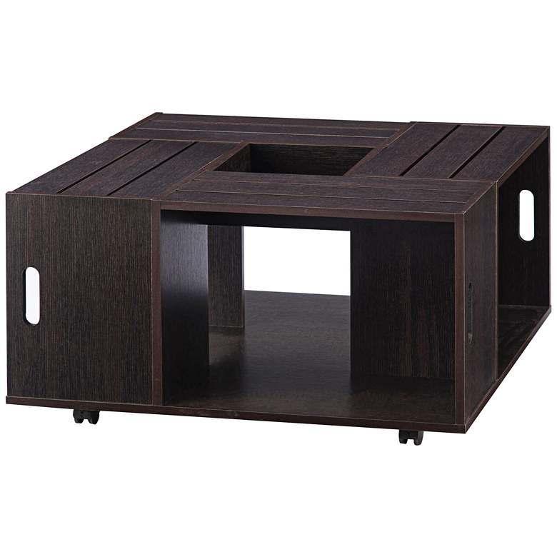 Image 2 Portins 31 1/2" Square Rustic Espresso Wood Coffee Table