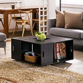 Image3 of Portins 31 1/2" Square Rustic Espresso Wood Coffee Table more views