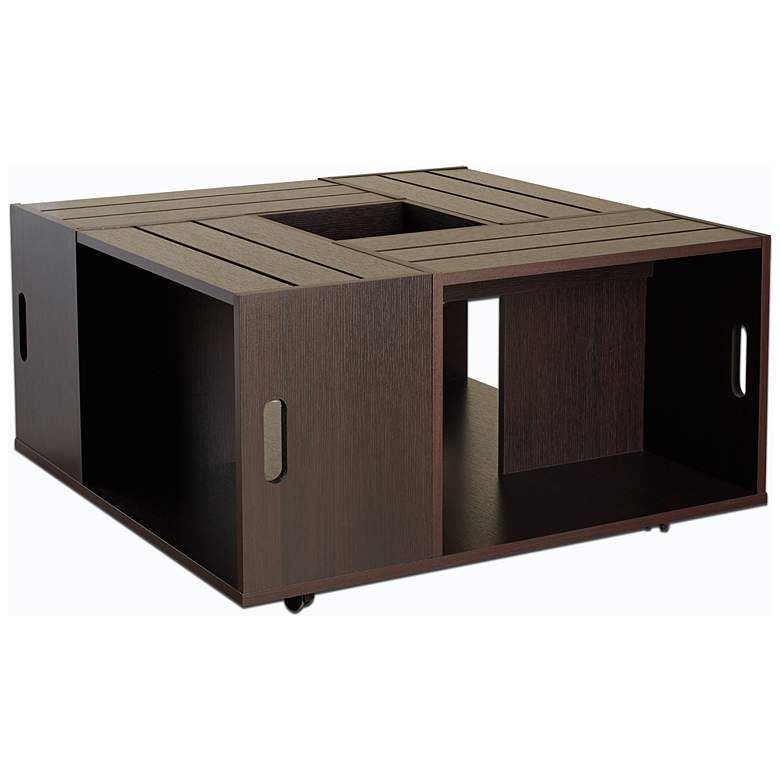 Image 6 Portins 31 1/2" Square Rustic Espresso Wood Coffee Table more views