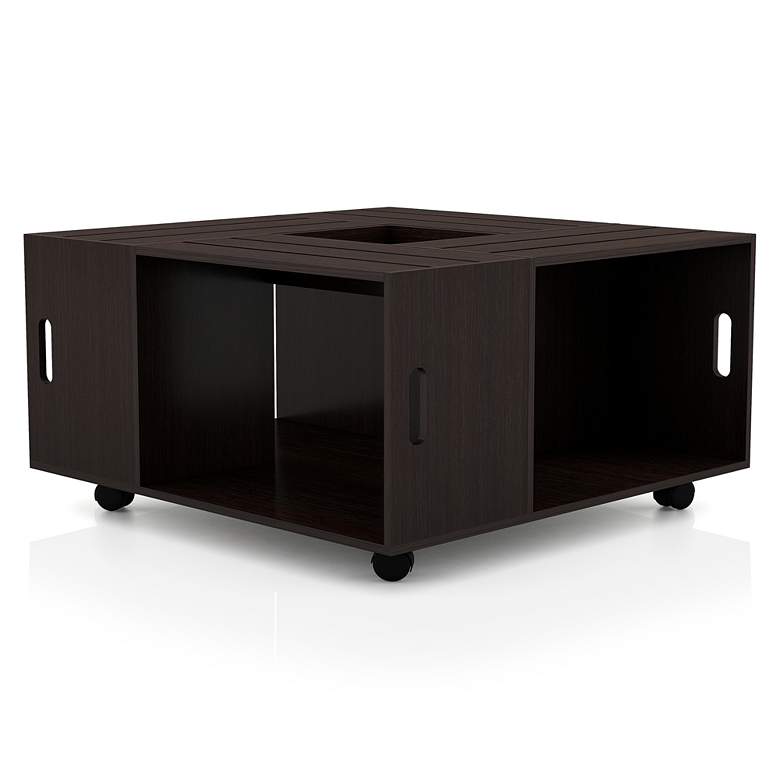 Image 7 Portins 31 1/2" Square Rustic Espresso Wood Coffee Table more views