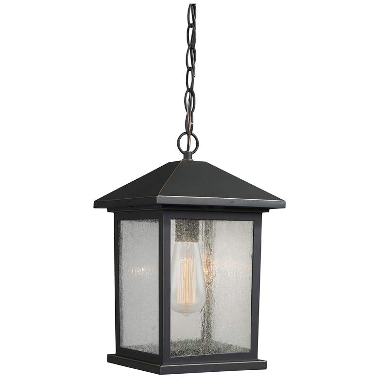 Image 1 Portland 13 1/2"H Oil-Rubbed Bronze Outdoor Hanging Light