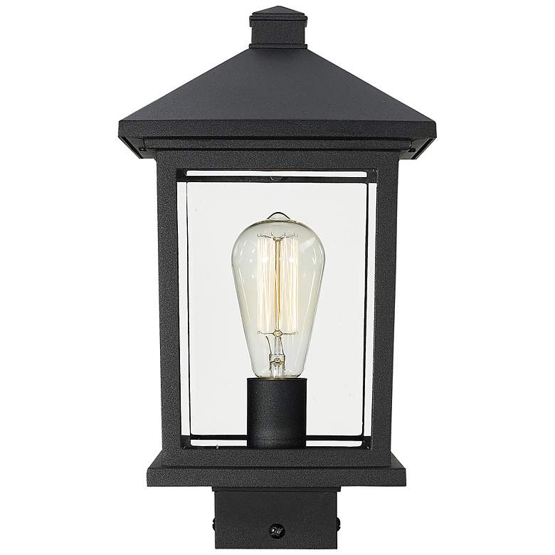 Image 3 Portland 14 1/2" High Black Metal Outdoor Lantern Post Light more views