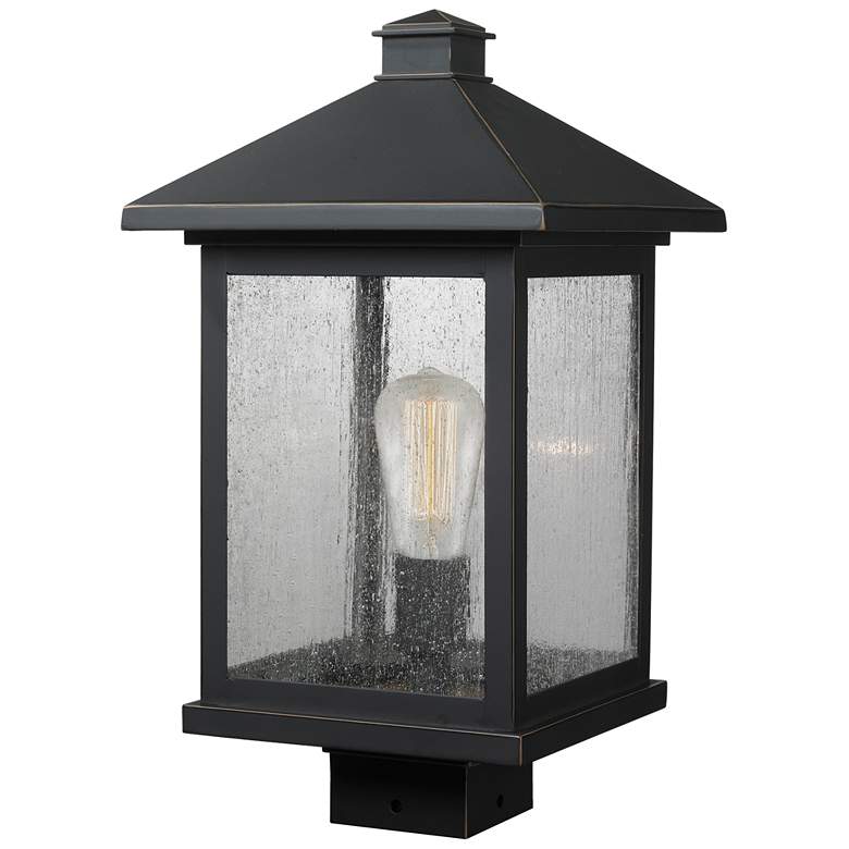 Image 1 Portland 17"H Oil-Rubbed Bronze Outdoor Lantern Post Light
