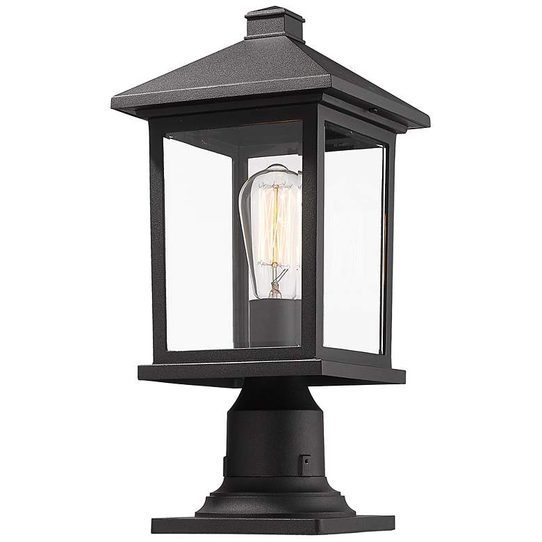 Image 1 Portland 18 inch High Black Metal Outdoor Pier Mount Light