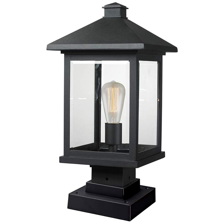 Image 1 Portland 19 1/2" High Black Outdoor Lantern Pier Mount Light