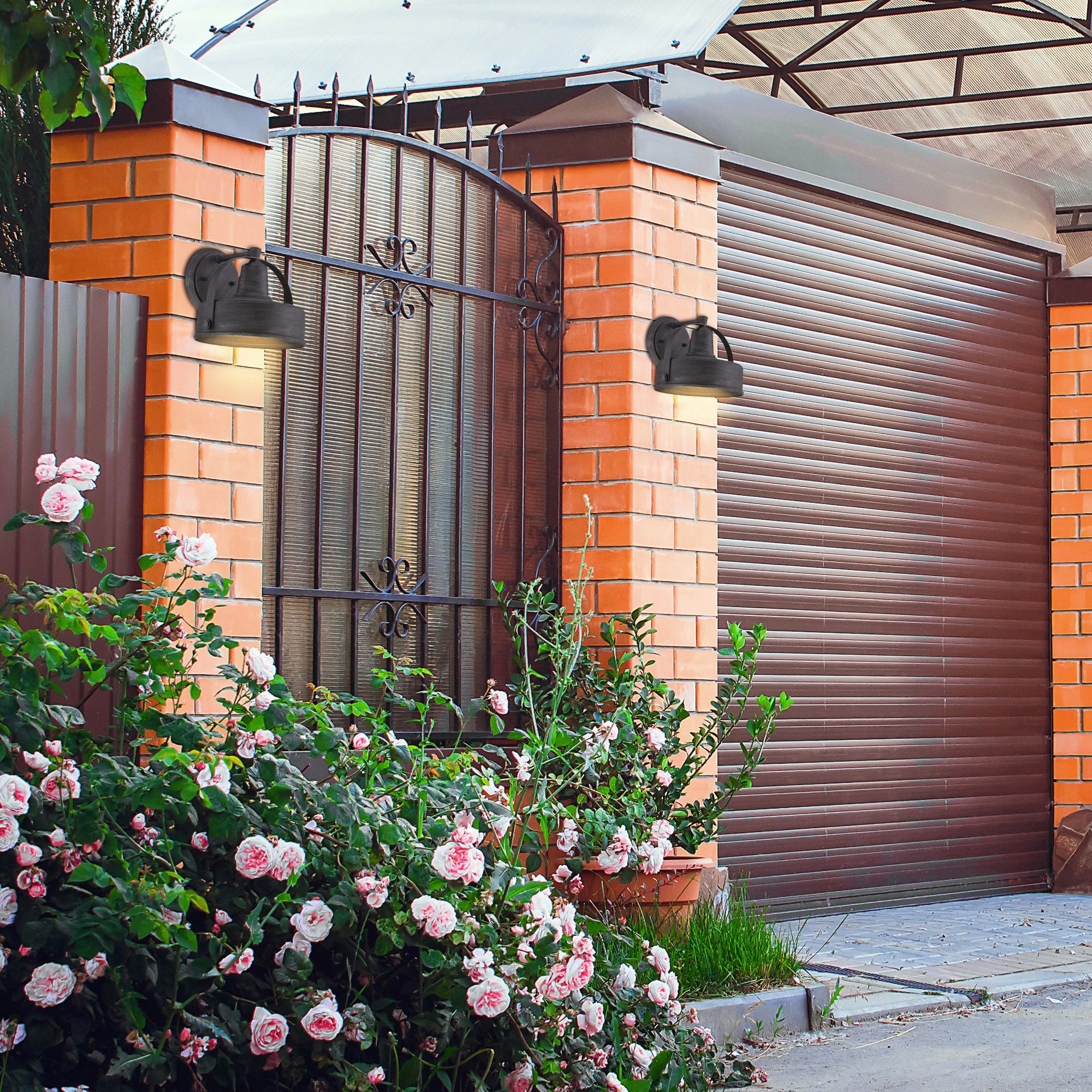 Portland 8 1/4" High Weathered Pewter Outdoor Wall Light in scene