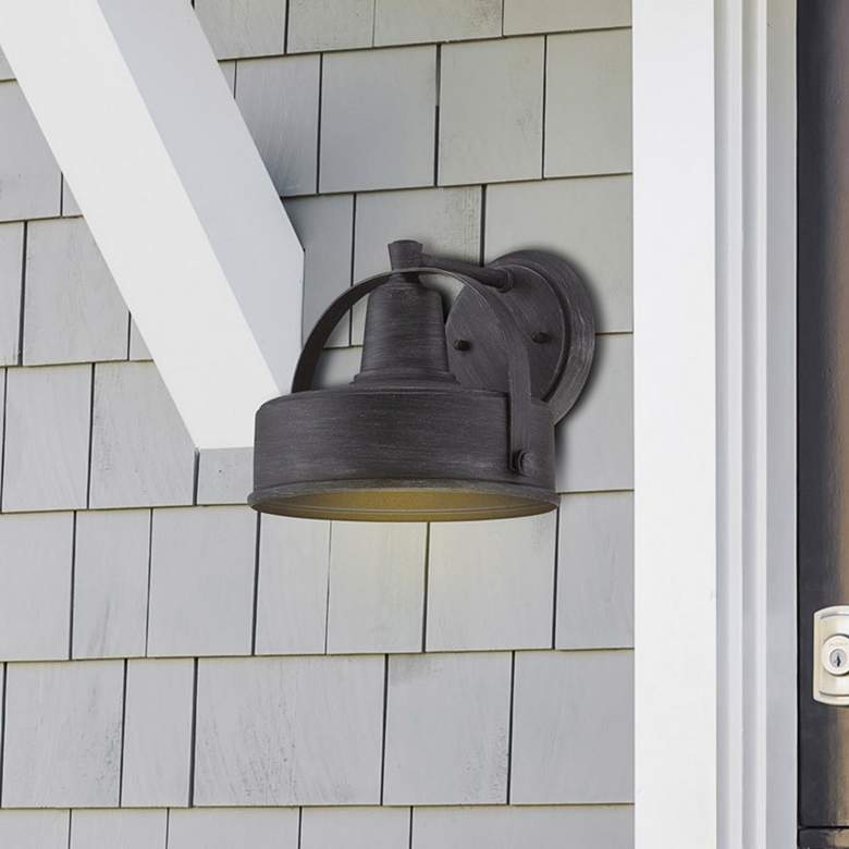 Image 2 Portland 8" High Weathered Pewter Outdoor Wall Light