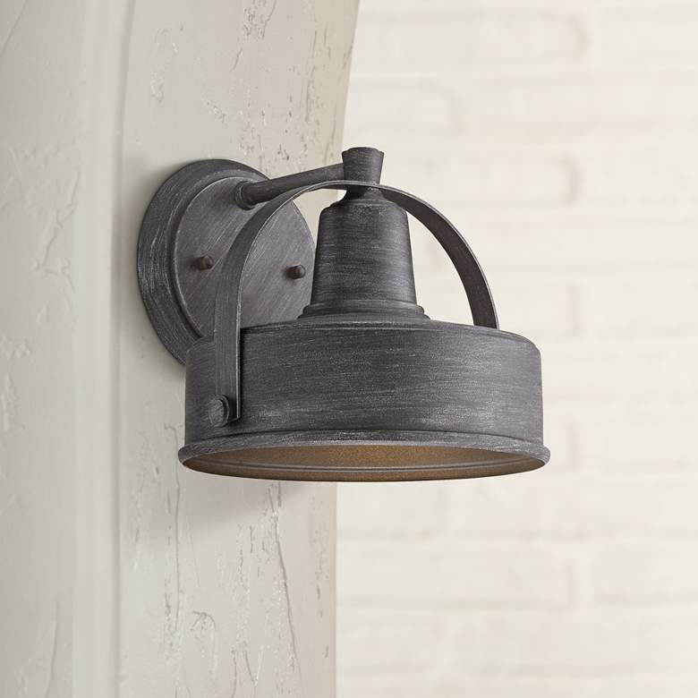 Portland 9 3/4&quot; High Pewter Finish Outdoor Wall Sconce