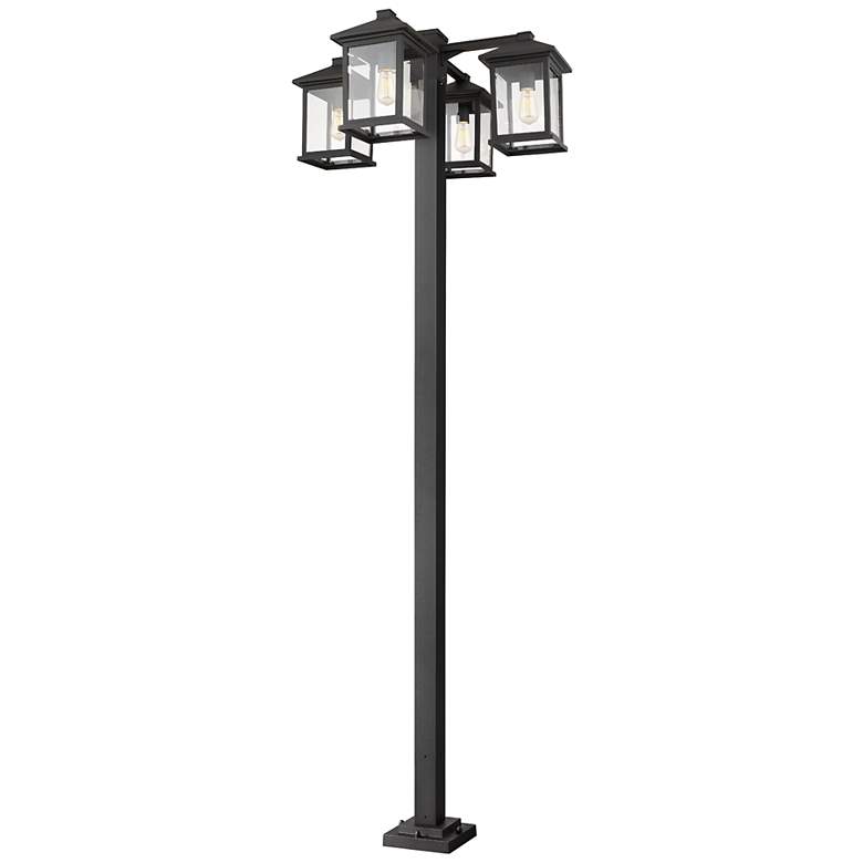 Image 1 Portland 99" High Black Metal 4-Head Outdoor Post Light