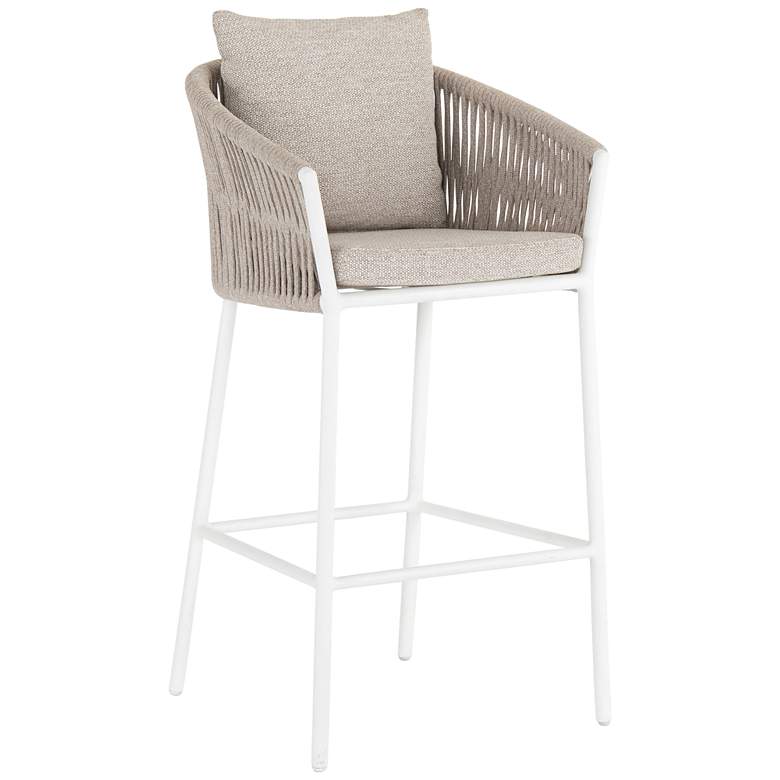 Porto 31&quot; Faye Sand and White Outdoor Bar Stool