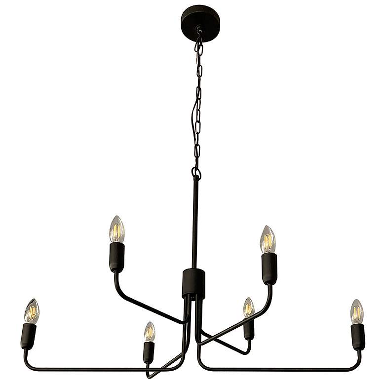 Image 1 Portofino 36" Wide 6-Light Black 3 Tier Chandelier