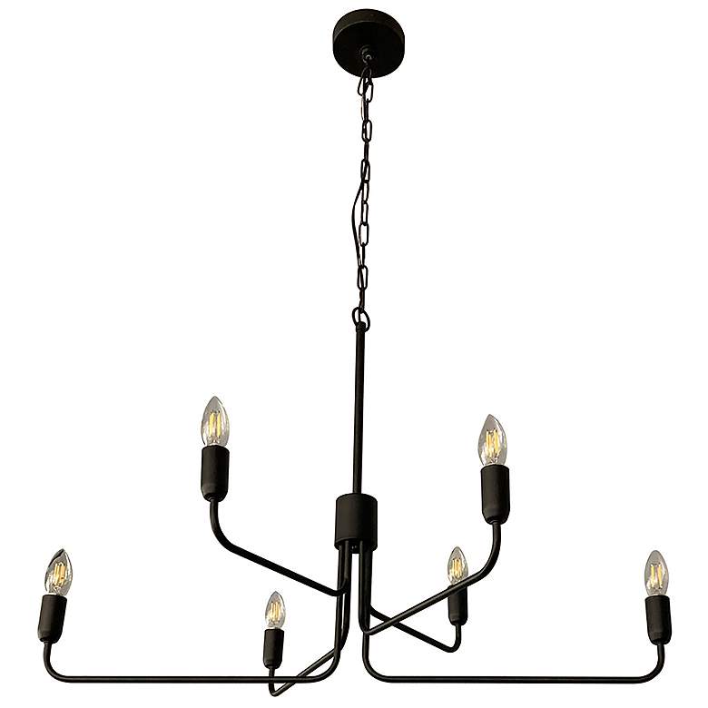 Image 1 Portofino 36 inch Wide 6-Light Black 3 Tier Chandelier