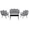 Portofino Rope Wicker 4-Piece Patio Set with Gray Cushion
