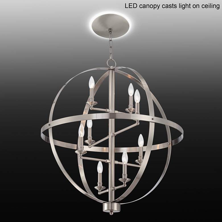 Image 1 Portola 29 inchW Brushed Steel Chandelier with LED Canopy