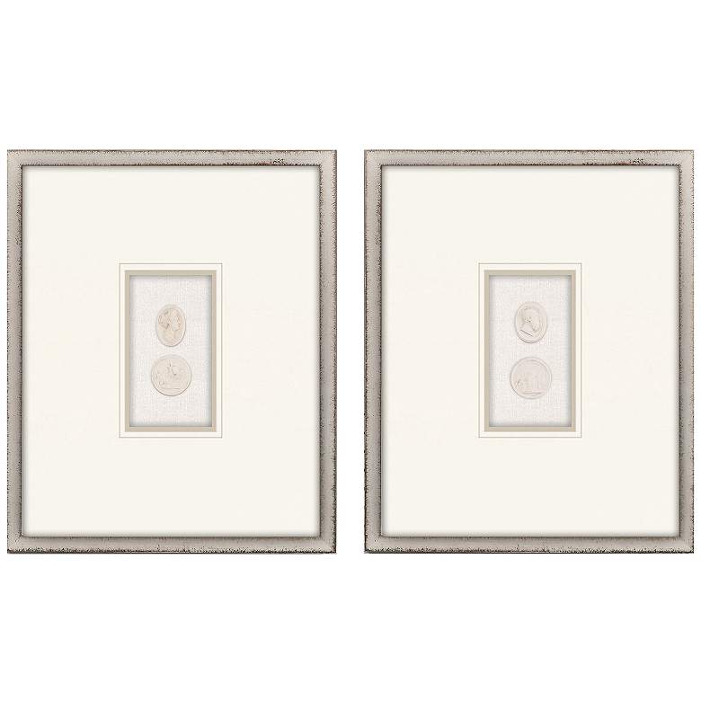 Image 1 Portrait Intaglio I 17"W x 21"H Framed Art Set of 2