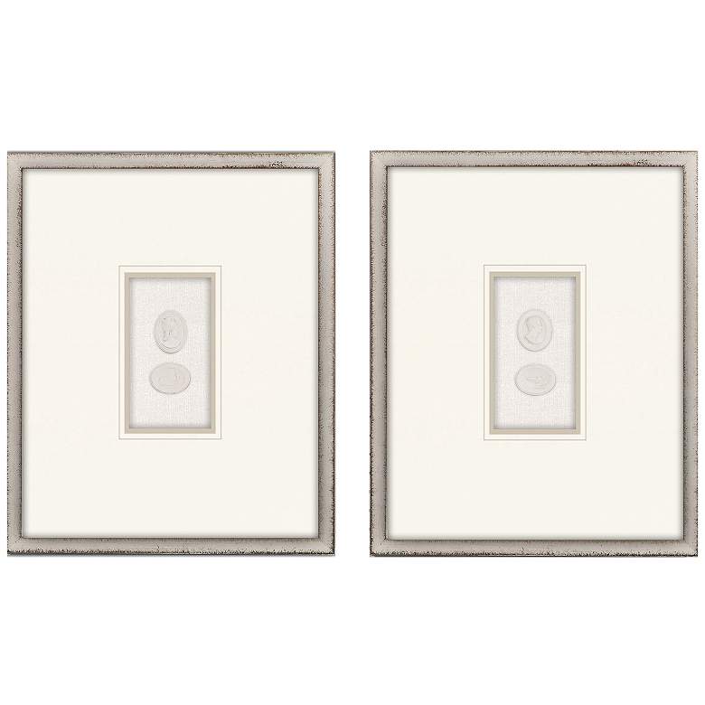 Image 1 Portrait Intaglio II 17"W x 21"H Framed Art Set of 2