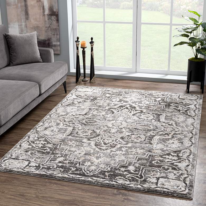 Image 1 Portsmouth Ancient 40472 5&#39;3 inchx7&#39;2 inch Land Gray Area Rug