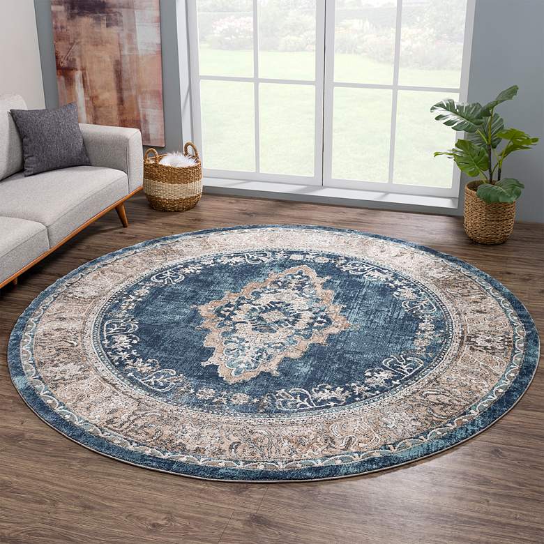 Image 1 Portsmouth Home 40160 7&#39;11 inchx7&#39;11 inch Sky Blue Round Area Rug