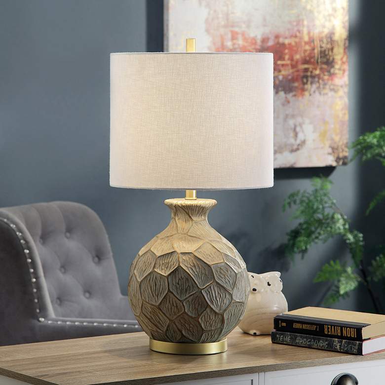 Image 1 Portsmouth Round Molded Textured Gold Vase Table Lamp