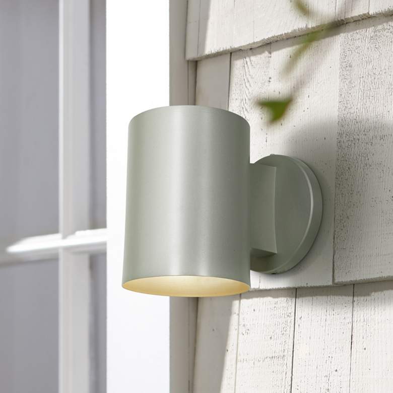 Image 1 Poseidon 6" High Satin Cylinder LED Outdoor Wall Light