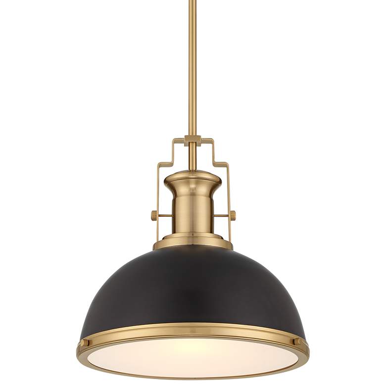 Posey 13&quot; Wide Black Soft Gold Dome Pendant Light by Inspire Me Home