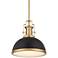 Posey 13" Wide Black Soft Gold Dome Pendant Light by Inspire Me Home