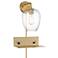Posey Gold and Glass Plug-In Wall Light with USB-Outlet Wall Shelf