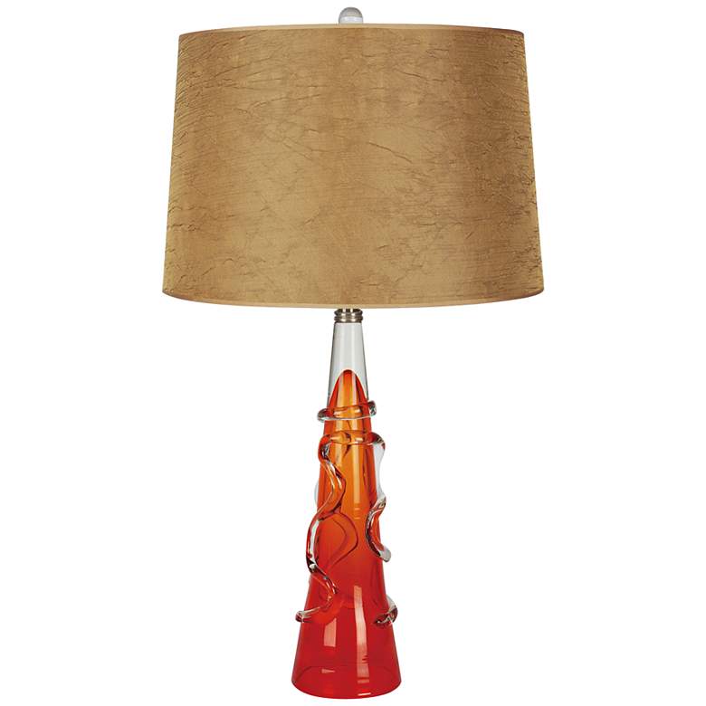 Image 1 Poshe Red And Amber Glass Contemporary Table Lamp