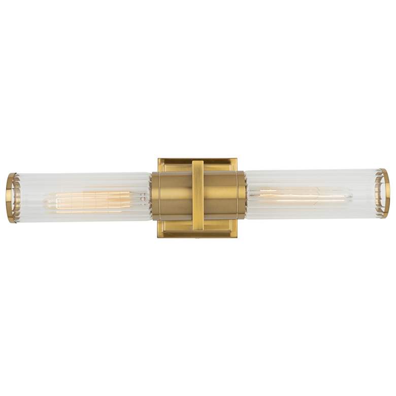 Image 2 Positano 20.8"W 2-Light Brushed Brass Bathroom Vanity w/ Clear Glass S
