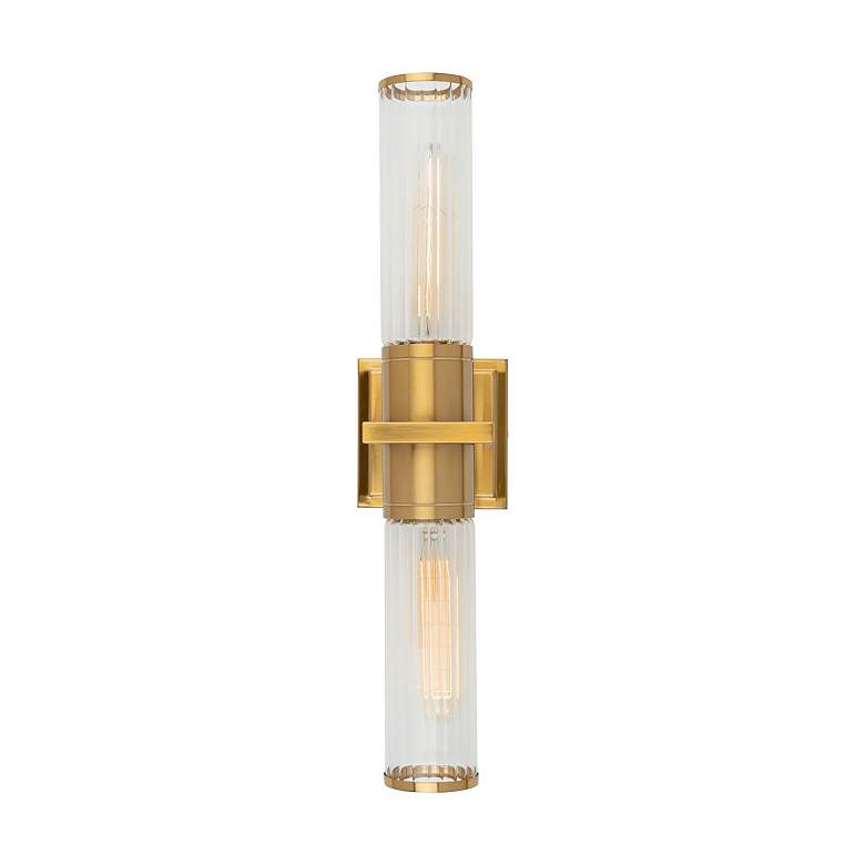 Image 3 Positano 20.8"W 2-Light Brushed Brass Bathroom Vanity w/ Clear Glass S more views
