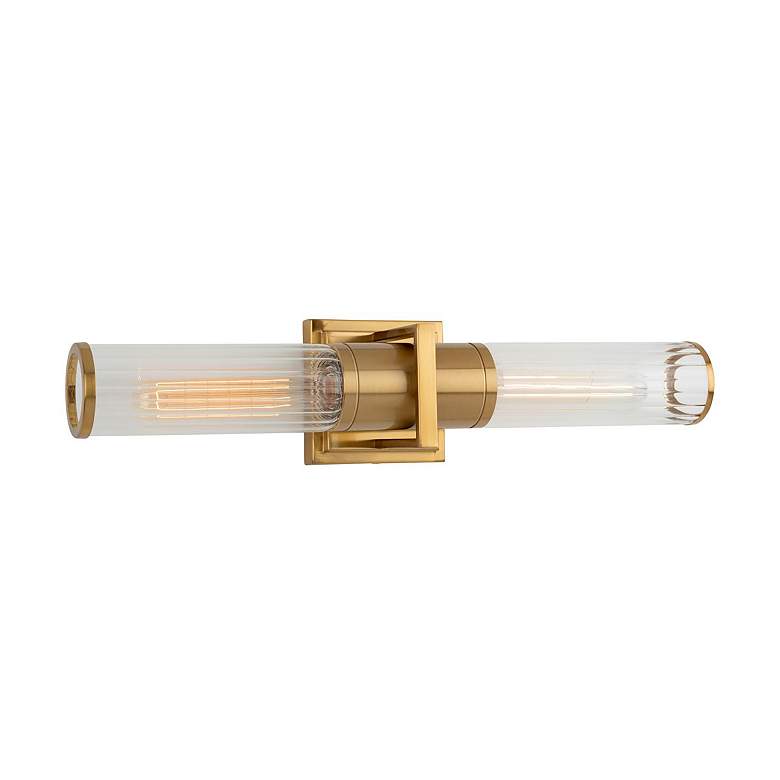 Image 4 Positano 20.8"W 2-Light Brushed Brass Bathroom Vanity w/ Clear Glass S more views