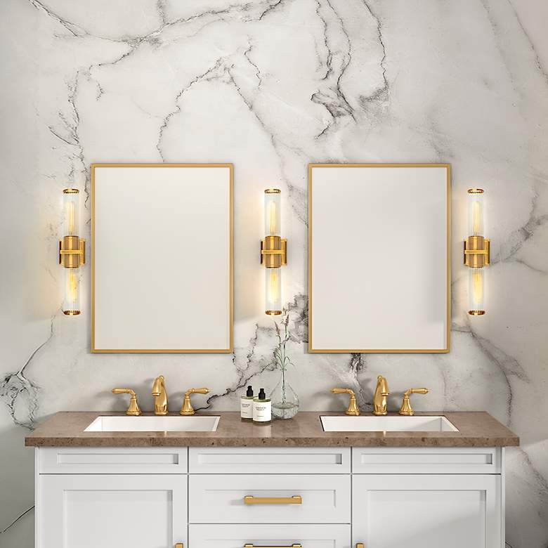 Image 6 Positano 20.8"W 2-Light Brushed Brass Bathroom Vanity w/ Clear Glass S more views