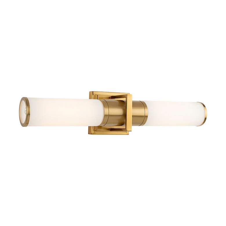 Image 2 Positano 20.8"W 2-Light Brushed Brass Bathroom Vanity w/ White Glass S more views