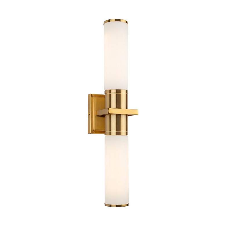 Image 4 Positano 20.8"W 2-Light Brushed Brass Bathroom Vanity w/ White Glass S more views