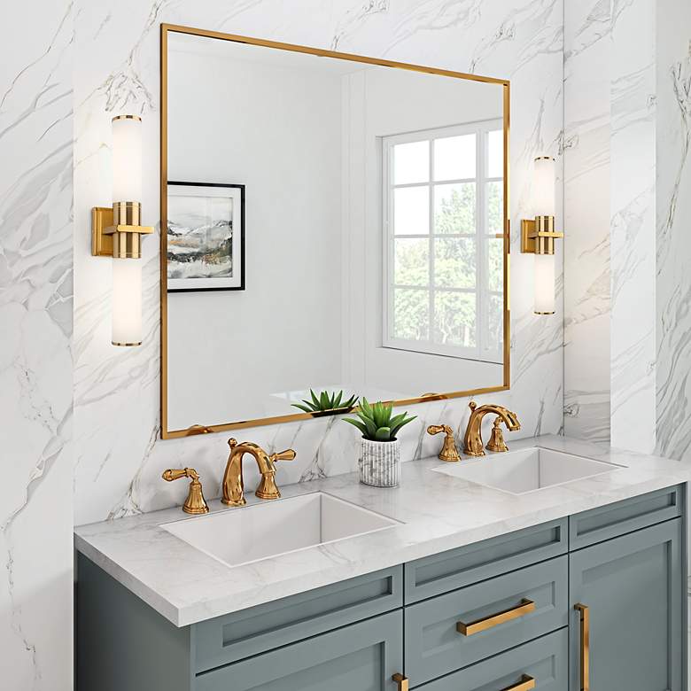 Image 6 Positano 20.8"W 2-Light Brushed Brass Bathroom Vanity w/ White Glass S more views