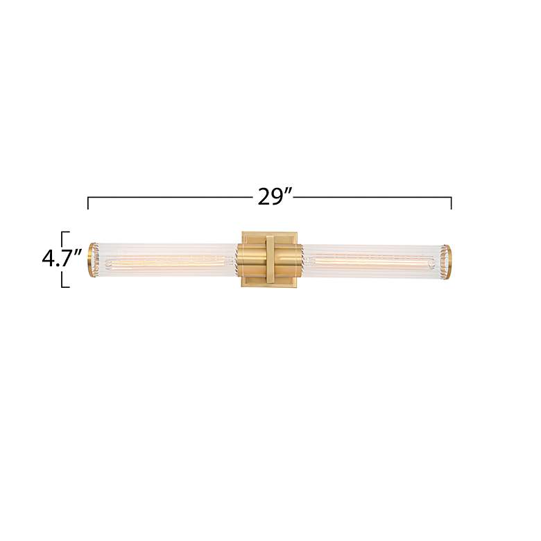 Image 4 Positano 29" Wide 2-Light Satin Brass Bathroom Vanity w/ Ribbed Glass more views