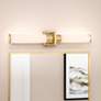 1_Positano 29" Wide 2-Light Satin Brass Bathroom Vanity w/ White Glass S