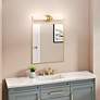 3_Positano 29" Wide 2-Light Satin Brass Bathroom Vanity w/ White Glass S more views
