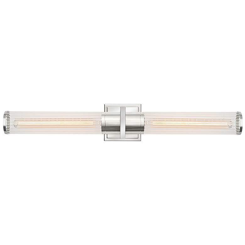 Image 1 Positano 29"W 2-Light Polished Nickel Bathroom Vanity w/ Ribbed Glass