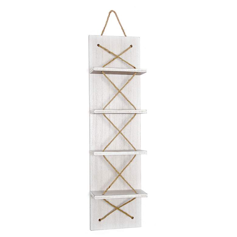 Image 1 Positano Nautical Rope 4 Bottle Wine Rack White Wash