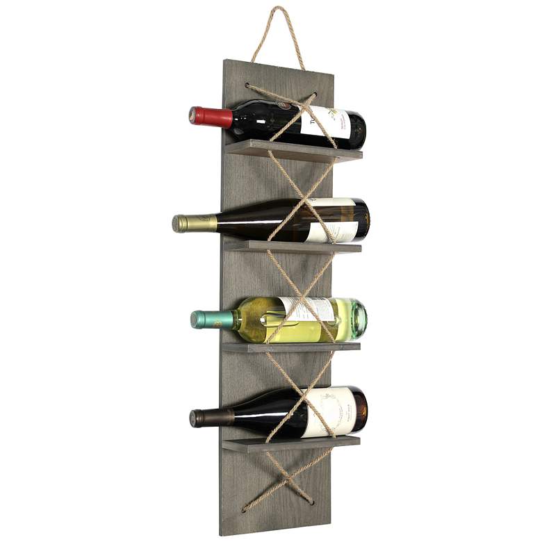 Positano Rustic Gray 4-Bottle Wall Mounted Wine Rack more views