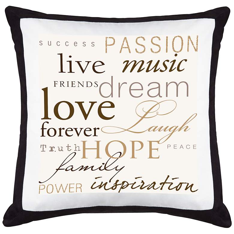 Image 1 Positivity Black Canvas and Microsuede 18 inch Square Pillow