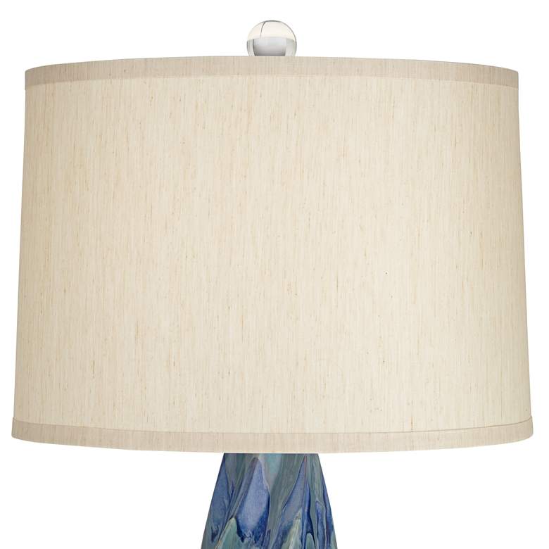 Image 3 Possi Euro Teresa Teal Ceramic Table Lamp with Round Black Marble Riser more views