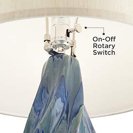 Image4 of Possi Euro Teresa Teal Ceramic Table Lamp with Round Black Marble Riser more views