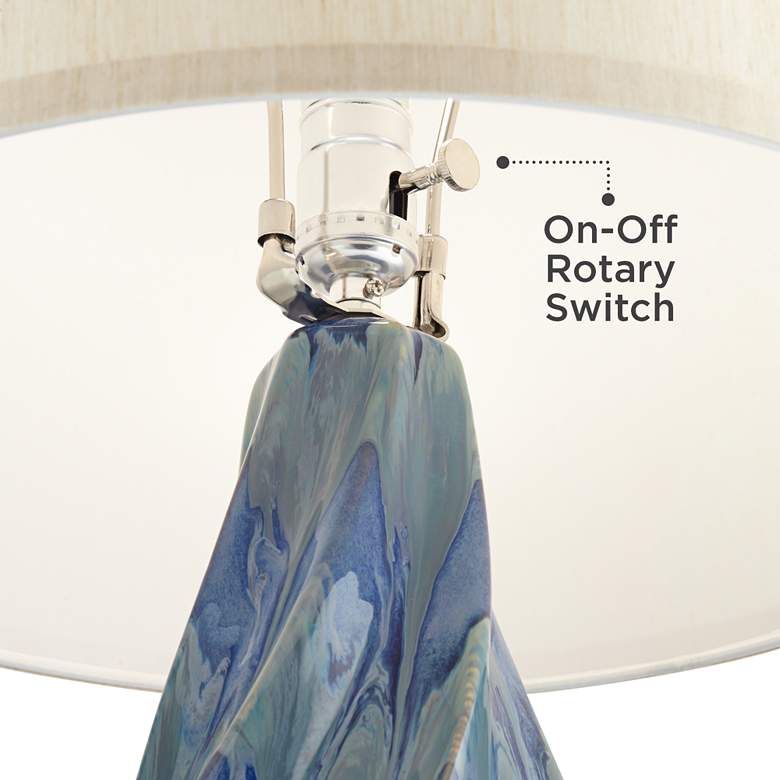Image 4 Possi Euro Teresa Teal Ceramic Table Lamp with Round Black Marble Riser more views